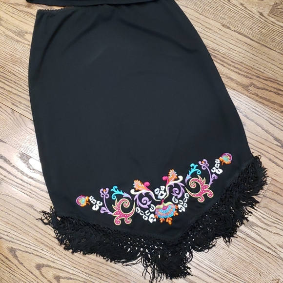 Vintage FL Malik Black Skirt/Top With Embroidery - Picture 3 of 5